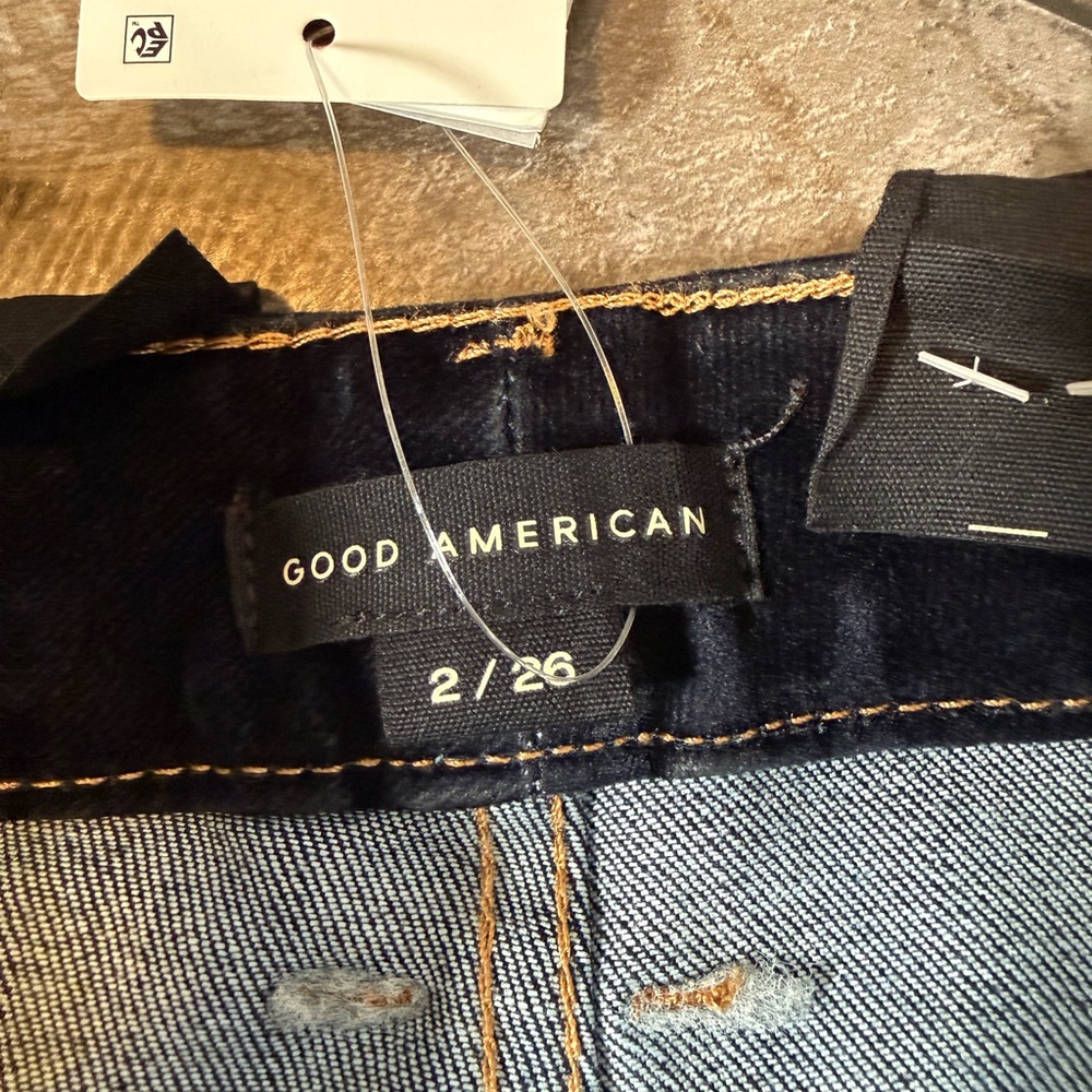 Good American Good Icon Straight Jeans Dark Wash High Rise Stretch Denim NWT - Picture 9 of 11